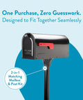Mount Mailbox And In Ground Post Kit For Outdoor Use Medium Black Weatherproof Metal Set Rust Resistant Galvanized Steel