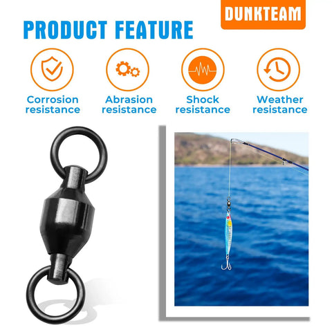 20 Piece Pro Grade High Strength Fishing Swivels With Ball Bearings, Stainless Steel Connectors For Freshwater And Saltwater, Built Tough Copper And Steel Construction, Weatherproof, Rust Resistant Tackle For Anglers black swivel with corrosion resistance icons
