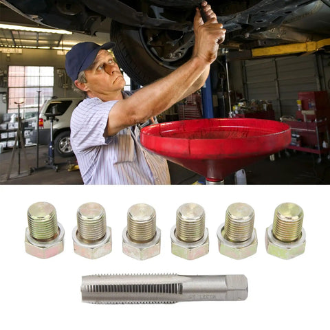 Mechanic under car using Fix Leaky Oil Pan Fast With This 13-Piece Steel Thread Repair Kit M13 X 1.5mm Bolt Screw Set For Drains And Taps That Get The Job Done Right