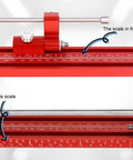 Updated Inch Parallel Guide Rail System for Woodworking, Aluminum Alloy Circular Saw Track with side and front scales, red