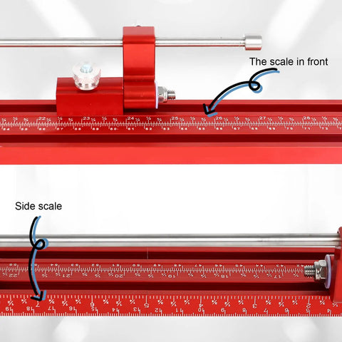 Updated Inch Parallel Guide Rail System for Woodworking, Aluminum Alloy Circular Saw Track with side and front scales, red