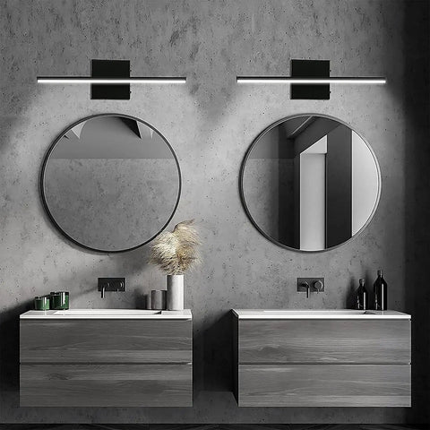 Sleek Matte Black 16 Inch LED Vanity Light For Bathroom Mirror And Cabinet 12W 1020 Lumen Cool White 6000K IP44 Rated 120V