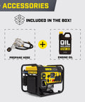 5500 Watt Dual Fuel RV Ready Portable Open Frame Inverter Generator with propane hose and engine oil included