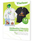 20Pcs Sublimable White Glitter HTV Vinyl and Printable Sublimation Paper Combo with A4 8.5x11 sheets for light and dark fabrics