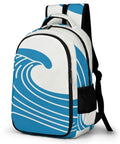 Unisex Minimal Wave Art Backpack In Cobalt Blue, Large Capacity Daypack with wave print, durable polyester, breathable straps, sturdy zipper