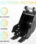 Pro Grade Narrow Trenching Bucket For Compact Mini Excavators That Works With Augers, 13x8x13 Inch Digging Tool, rust resistant