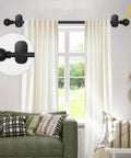 No Drill Curtain Rod For Windows 18 To 45 Inches Small Black Five Eighths Inch Adjustable Drapery Rod With Adhesive Brackets
