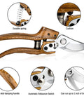 Pro Grade High Performance Garden Pruners With SK5 Steel Blades For Precise Bypass Pruning Shears Rose Bush And Hedge Trimming