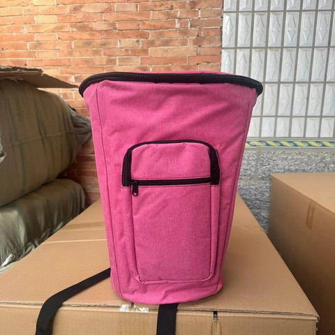 Slick Waterproof African Drum Handbag Made From Rugged Oxford Cloth With Thick Padding, unzipped side pocket, 12 inch size.