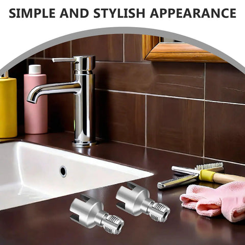 DIY Pro Grade Dual Function PVC Pipe Threading Tool Kit For External And Internal Threads, Fits One Half Inch And Three Quarter Inch Plastic Tubes, Easy Switch, Great For Home Repairs And Industrial Projects shown with sink and threaded bits