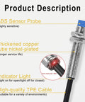 M8 Inductive Proximity Sensor Switch Non Shield Type LJ8A3-2-Z/AX-DC5V with ABS sensor probe and copper tube nickel-plated