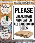 Metal Cardboard Recycle Sign 8 By 12 Inches Tough As Nails Heavy Duty All Weather Outdoor Indoor Durable Black And White Design Waterproof UV Resistant Dust Proof For Home And Shop Use mounted on fence