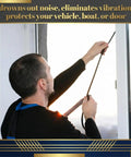 Man installing Kickass 6mm Round Epdm Rubber Tubing For Weather Stripping 24.6 Feet Black Closed Cell Foam Seal Strip in window.