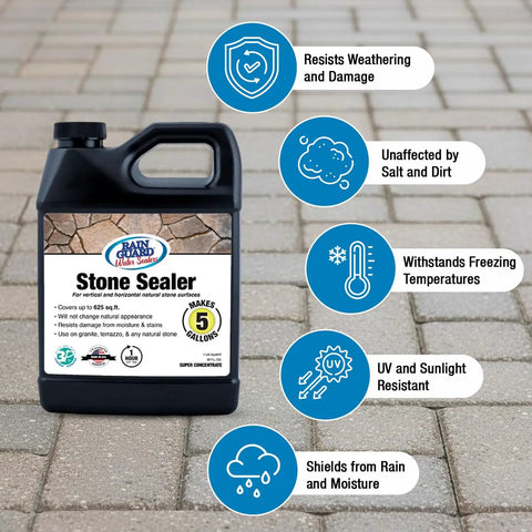 All Stone Surfaces Sealer With Penetrating Water Repellent Silane Siloxane Formula For Rock Solid Moisture Protection 5 Gallon