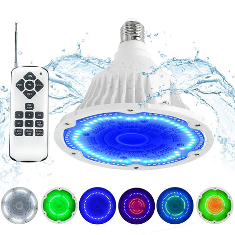 120V Multi Color LED Pool Light Bulb With Remote For Inground Pools Replacement Bulb For Popular Pool Fixtures Waterproof RGB Lamp