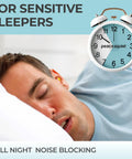 Man sleeping with Small Ear Canal Sleep Ear Plugs, 40 Pack Noise Cancelling Ear Plugs, 32 dB Sound Blocking For Snoring.