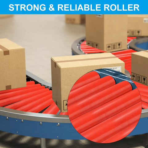 Polyurethane Coated Conveyor Roller 2 Inch Diameter And 24 Inch Length With Galvanized End Red Finish on assembly line