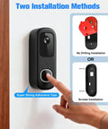 Installed No Drill Adhesive Doorbell Mount For Arlo Video Doorbell 2K HD 2nd Gen with no drilling or screw installation options shown