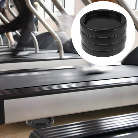 Shock Absorbing Floor Pads For Home Gym 4 Pack Non Slip Base Mats beneath treadmill, reducing noise and vibration, durable round design