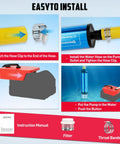 Installation guide for Zero Drama Cordless Submersible Water Pump Heavy Duty Silent Operation with hose attachment steps.
