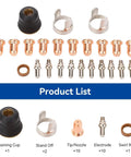 Plasma Cutting Torch Consumables Set With IPT40 Tips Electrodes Nozzle Bracket Covers For CUT 55DS Pro And CUT 65DS displayed