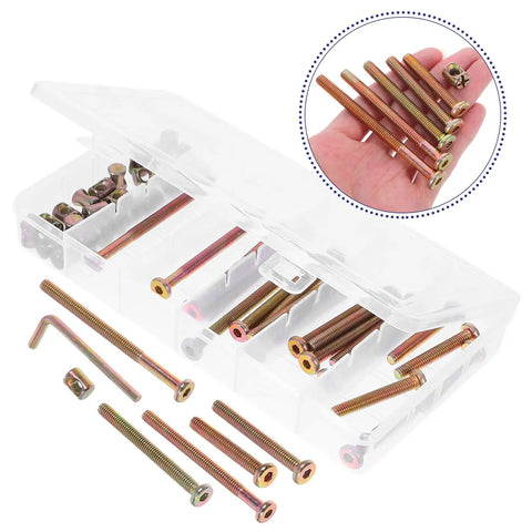 49 Piece M6 Socket Head Cap Screws 40 To 80 Mm And Barrel Nut Assortment Kit For Furniture And Bed Frames Heavy Duty Metal Fasteners