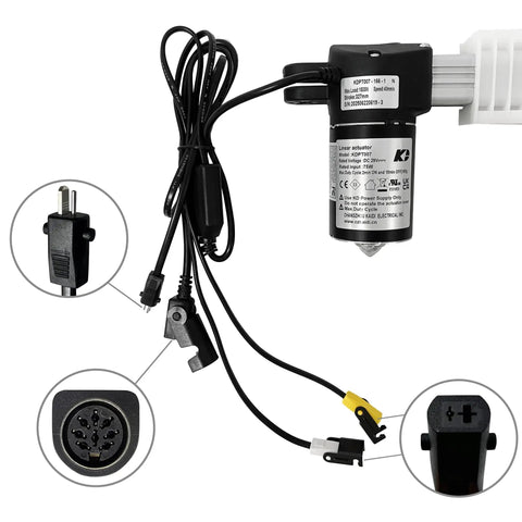 Rock Solid Linear Actuator Replacement For Power Recliner Lift Chairs Smooth Operator Motor KDPT007-156 Model with wiring connectors.