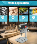 A Smooth Operator Benchtop Drill Press designed to handle any project without breaking a sweat, showcasing various applications.