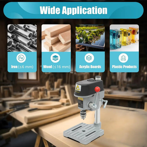 A Smooth Operator Benchtop Drill Press designed to handle any project without breaking a sweat, showcasing various applications.