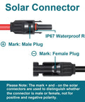 10 AWG Solar MC4 Extension Cable 10ft Dual End Connectors diagram with IP67 waterproof ring, male and female plug