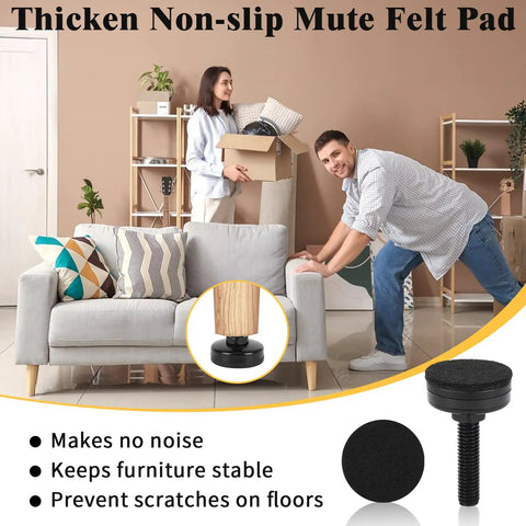 Beefy 40 Pcs Adjustable Leveling Feet With T Nut Kit Three Eighths Inch Sixteen Thread in living room with sofa and bookshelf