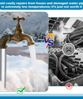 Six Pack Three Quarter Inch Pipe Insulation Foam Tubes With Self Adhesive Aluminum Foil Wrap on spigot against snow