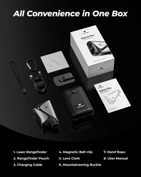 Golvia Pro Golf Range Finder 1200 Yards With OLED Display And 7X Magnification TriMeasure Slope On Off Flag Lock Vibration accessories