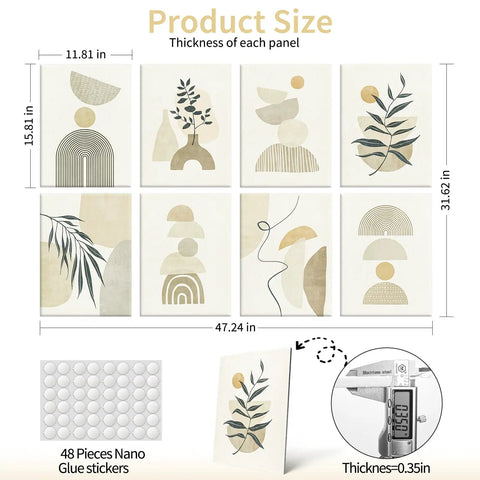 Soundproof 8-Pack 48x32 Acoustic Wall Art Panels with high-density polyester UV print and nano glue stickers for noise blocking
