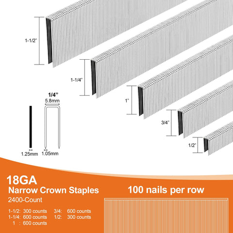 Heavy Duty Galvanized Upholstery Staples And 18GA Brad Nails Kit For Pneumatic And Electric Staple Guns 4200 Count Combo Pack