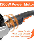 Powerful 1300W Burnishing Polishing Machine with 6 Speed Variable 3200 RPM Motor highlighted, close-up of motor section.