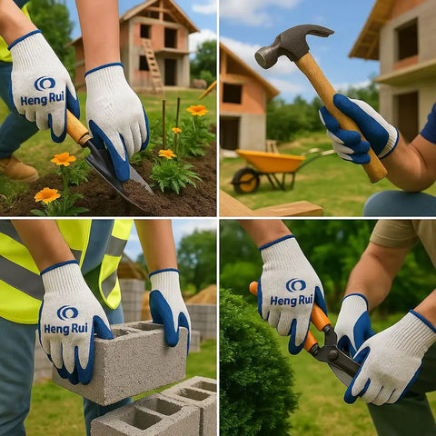 Durable Working Gloves Cotton Poly Blend With Blue Latex Palm Coating For Construction Plumbing Carpentry HVAC And General Work 100 Pairs Tough Grip Abrasion Resistant Double Dipped For Superior Protection
