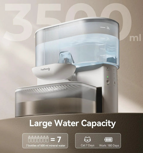 Wastewater Separation Cat Water Fountain With 3.5L Stainless Steel Bowl, Self Cleaning Cycle, wireless pet dispenser shown