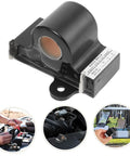 Inductive Throttle Sensor Assembly for Golf Carts, black metal and plastic sensor with installation steps shown in small images