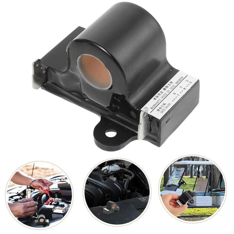 Inductive Throttle Sensor Assembly for Golf Carts, black metal and plastic sensor with installation steps shown in small images