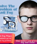 Box of 200 anti-fog lens wipes for glasses and screens; includes a single sachet; front view