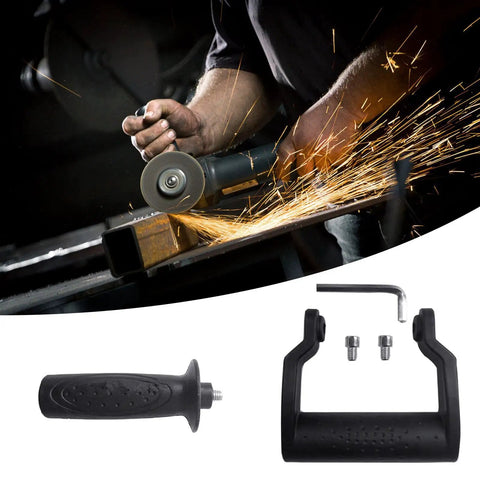 Ergonomic Side Handle for Angle Grinders with a Grip That Holds like Glue Utilizes 10Mm Thread for Snug Fitting Universal Compatibility for Power Tools, featuring non-slip rubber.