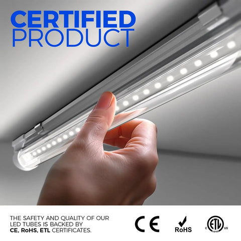 Person installing Crazy Bright 5000K 1.5ft LED Shop Light With 3450 Lumens At 25W For Workbench And Garage, T8 Under Cabinet Ceiling Fixture