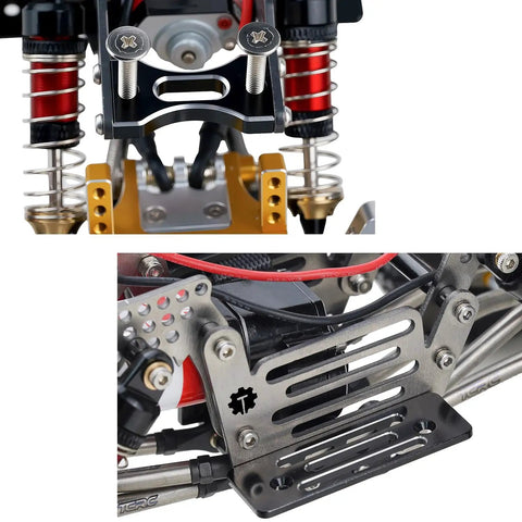 Detail view of GR5 Titanium LCG Chassis Kit Frame Rail Upgrade for Redcat Ascent 1/18 RC rock crawler suspension components
