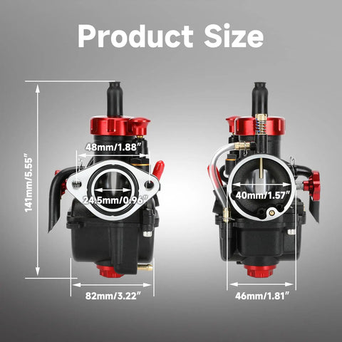PE22 Carburetor Kit Fits Predator 212cc And 196cc OHV Engines Plus 110cc To 125cc Pit Dirt Bikes Size Dimensions