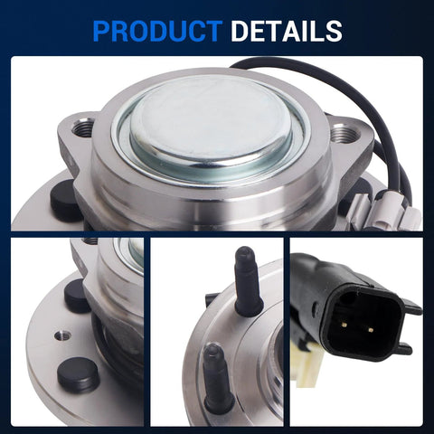 Close-up views of the Front Wheel Hub And Bearing Assembly 6 Lug With ABS for Chevy Tahoe Silverado Suburban GMC Yukon Sierra Escalade Cadillac 2014 to 2020.