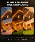 32.8Ft LED Strip Lights 110 To 120V Dope Dimmable Silicone Neon Rope Lights outdoor house lighting in snowy and clear weather