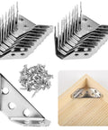24 Piece Stainless Steel Triangle Corner Connectors Set For Cabinets Shelves Tables And Chairs Heavy Duty Universal Right Angle Fasteners