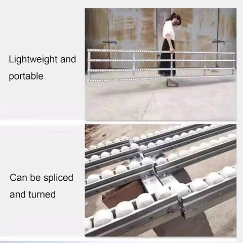 Ultra Lightweight Plastic Roller Conveyor Slides Six Pack 300 CM Long Warehouse Conveyor System Accessories For Smooth Snag Free Material Handling And Easy Transport, portable and spliced