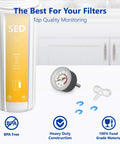Express Water pressure gauge kit with four blue clips and T-stem adapter for home RO systems